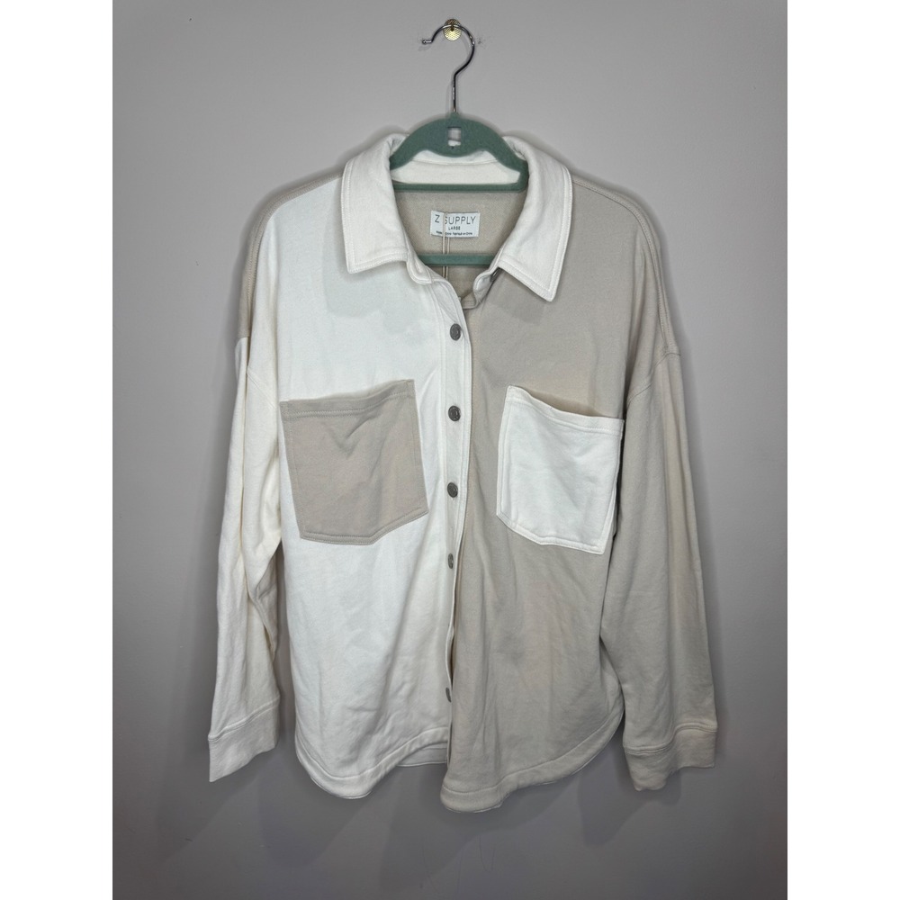 NWT Z Supply All Day Colorblock Jacket Sea Salt Sz L 100% cotton